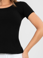 Czarna damska bluzka basic w szeroki prążek  RUE PARIS