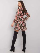 Czarno-różowa sukienka z falbaną Alisia