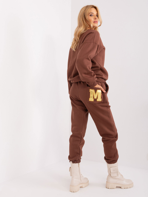 Hurt Ciemnobrązowy ocieplany komplet dresowy damski