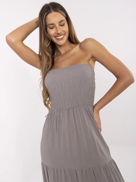 Szara maxi sukienka z falbaną Giuseppina FRESH MADE
