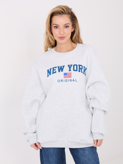 Jasnoszara dresowa bluza oversize z nadrukiem