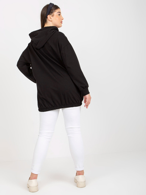 Hurtownia Czarna rozpinana bluza plus size z napisami