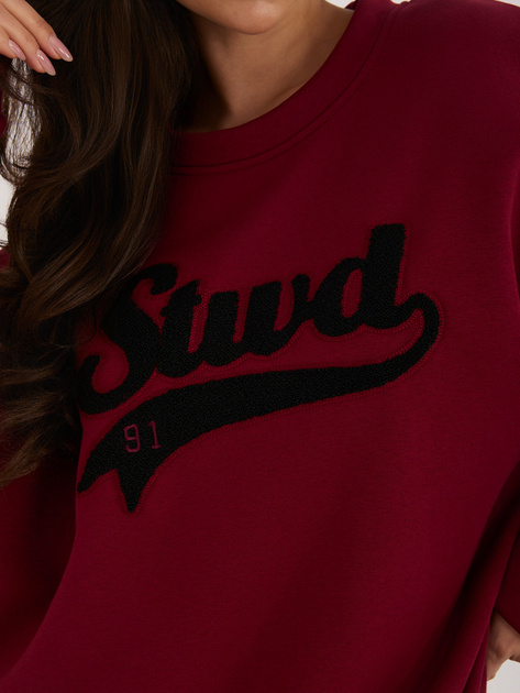 Bordowa bluza z kontrastowym napisem RUE PARIS