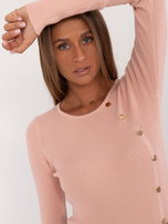 Hurt Jasnoróżowy klasyczny sweter z długim rękawem