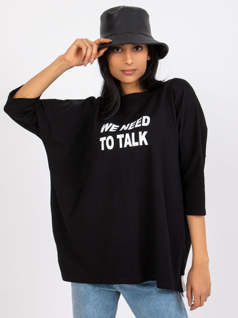 Czarna bluzka z napisami Olivia RUE PARIS