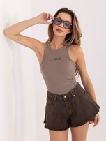 Ciemnobeżowy top bezrękawnik z bawełny SUBLEVEL