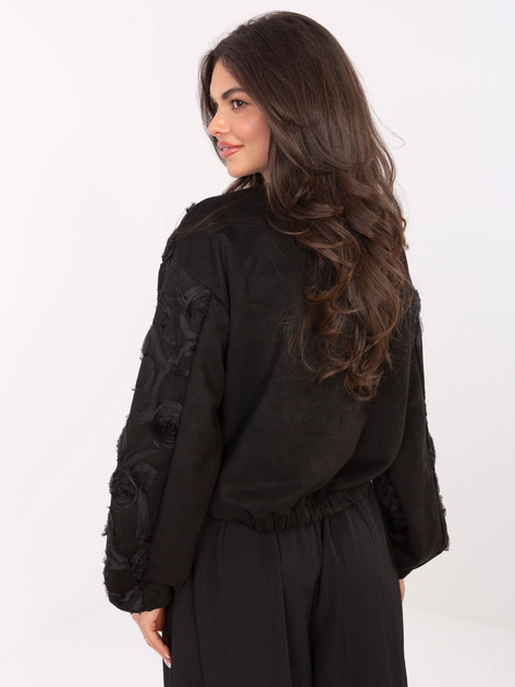 Czarna zamszowa kurtka z suwakiem RUE PARIS