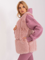 Hurtownia Jasnoróżowa futrzana kamizelka damska