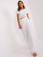 Hurt Ecru szerokie spodnie z materiału OCH BELLA