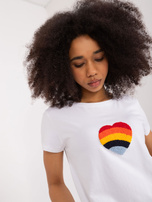 Hurt Biały damski t-shirt z haftem BASIC FEEL GOOD