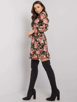 Czarno-różowa sukienka z falbaną Alisia