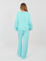 Miętowy dresowy komplet basic ze spodniami 