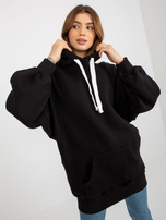 Hurt Black long basic sweatshirt in oversized cut.