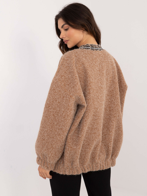 Hurtownia Camelowy luźny kardigan bez zapięcia