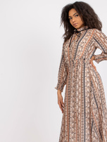 Beżowa sukienka we wzory Ava