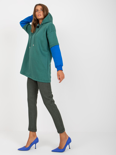 Hurt Ciemnozielona bluza damska basic z kapturem bawełniana RUE PARIS