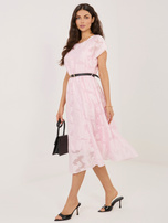 Jasnoróżowa elegancka sukienka z domieszką lyocellu RUE PARIS