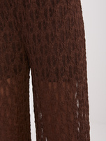 Brązowe szerokie spodnie z koronki 