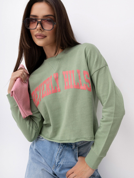 Pistacjowa krótka bluza z bawełny SUBLEVEL