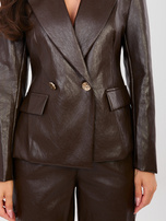 Czekoladowa skórzana marynarka od kompletu