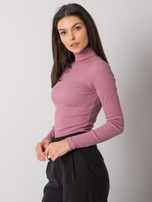 Brudnoróżowa bluzka w prążek z golfem Elisee RUE PARIS