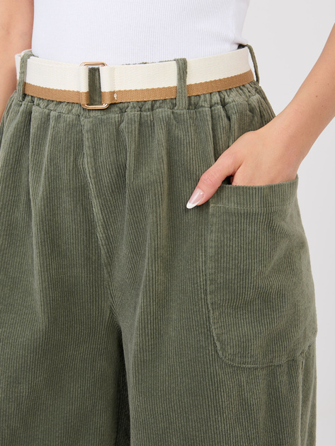 Khaki sztruksowe spodnie marchewki RUE PARIS