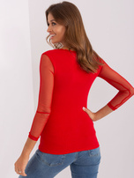 Hurt Czerwona bluzka z rękawami z siateczki RUE PARIS