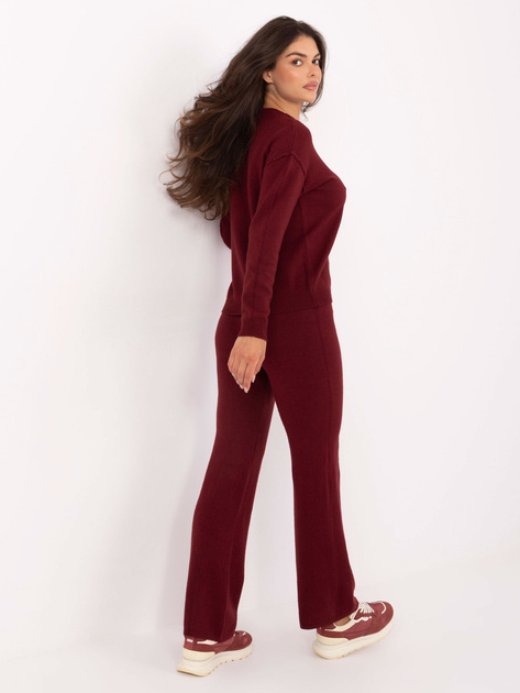 Bordowy casualowy komplet z dzianiny