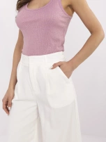 Ecru materiałowe spodnie palazzo z wiskozą
