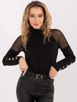 Czarna elegancka bluzka z golfem RUE PARIS 