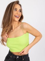 Fluo zielony krótki top w prążek na ramiączkach Aria RUE PARIS
