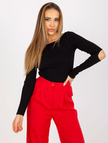Hurt Czarna dopasowana bluzka basic w prążki RUE PARIS   