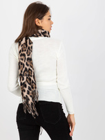 Hurt Beżowo-czarny szal damski w cętki