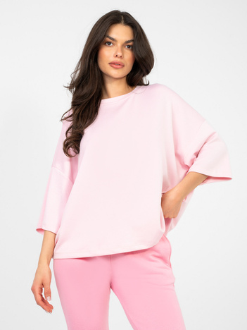 Pastelowa różowa bluzka basic o kroju oversize RUE PARIS