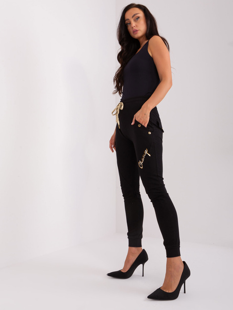 Hurt Czarne bawełniane spodnie dresowe z aplikacją