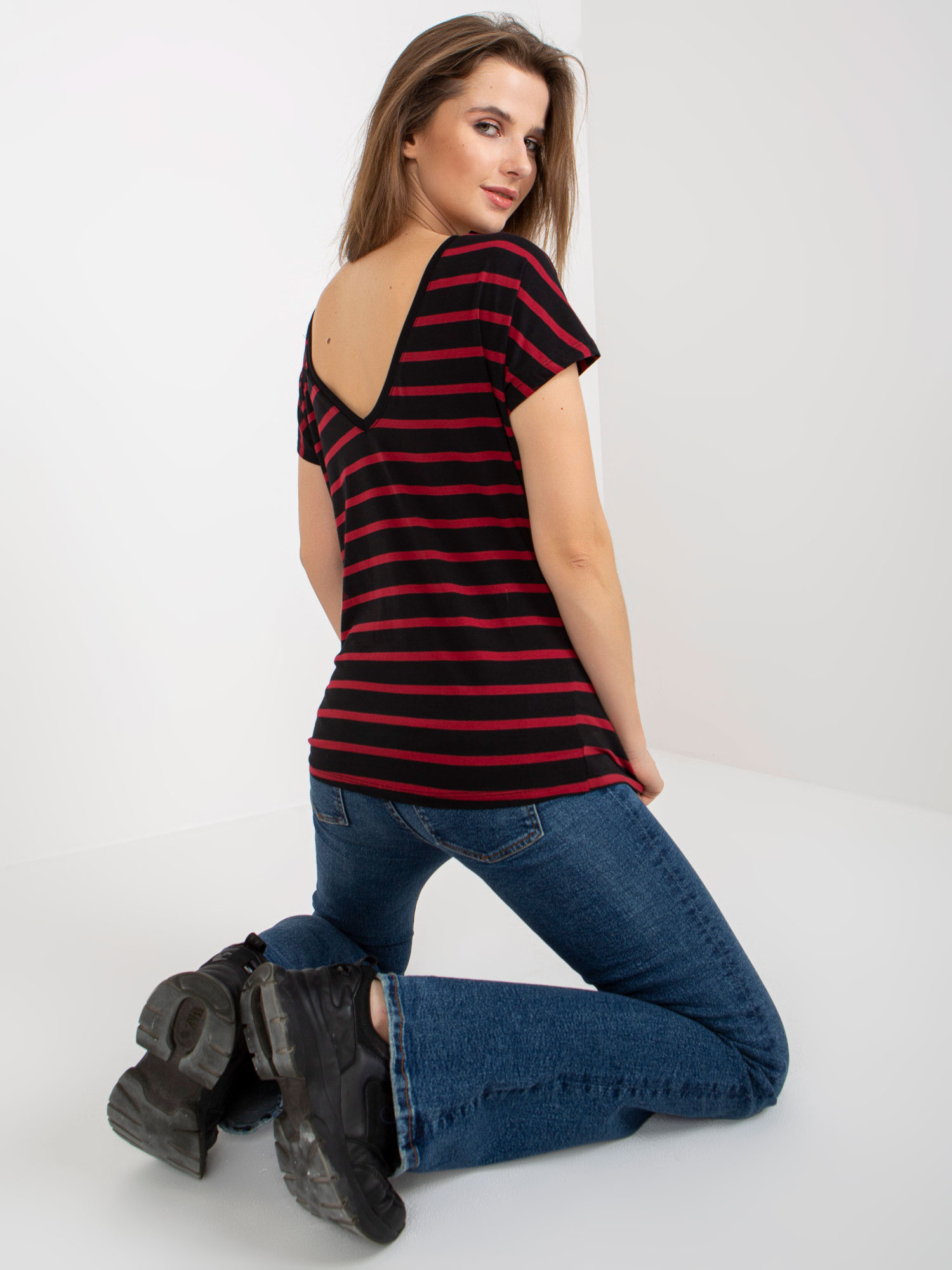 Hurt Black-Red Women's Striped T-Shirt BASIC FEEL GOOD.