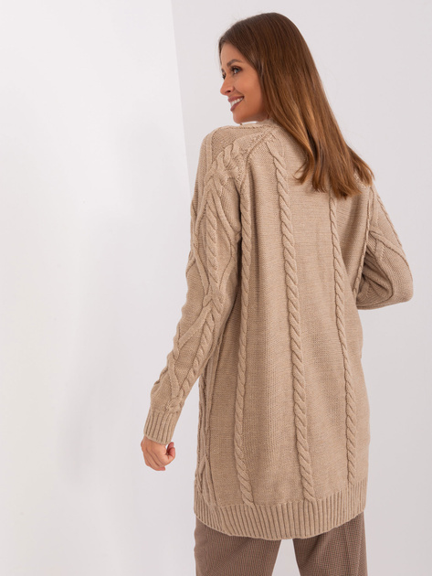 Hurt Ciemnobeżowa sukienka dzianinowa w warkocze