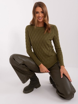 Khaki classic sweater with long sleeves