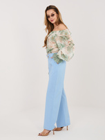 Jasnoniebieskie eleganckie spodnie z paskiem RUE PARIS 