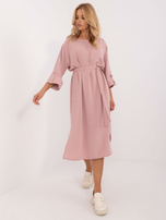 Hurt Brudnoróżowa prosta sukienka casualowa z kieszenią