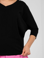 Czarna bluzka basic z okrągłym dekoltem RUE PARIS 