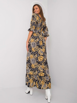 Schwarz-gelbe gemusterte Kleid Bevelyn.
