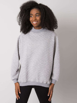 Gray quilted sweatshirt.