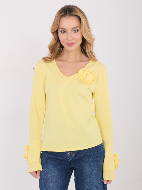 Jasnożółta bluzka z rękawem typu dzwon