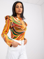 Yellow velour blouse with ruffles Lina