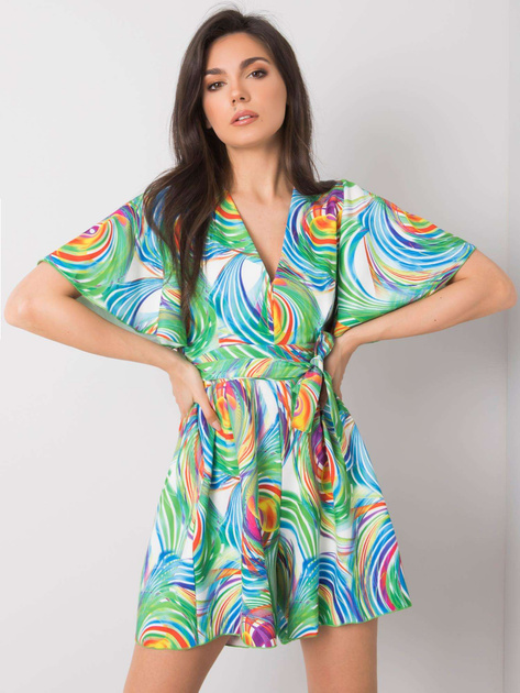 Biały kombinezon w kolorowe wzory Teodora RUE PARIS