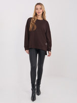 Czekoladowa bluza z dłuższym tyłem RUE PARIS 