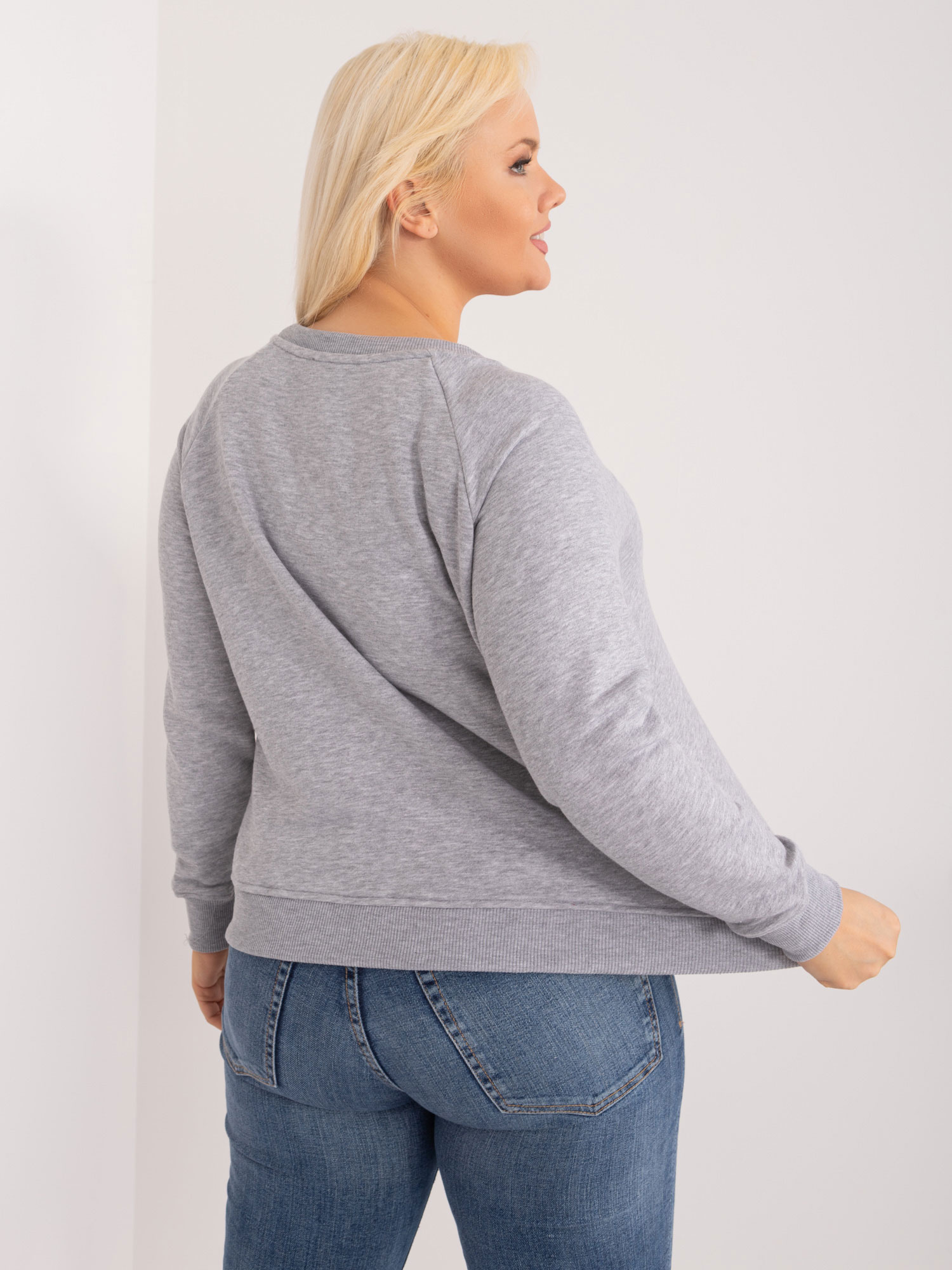 Šedá mikina plus size z bavlny Donna.