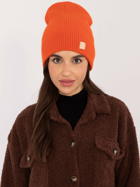 Hurt Pomarańczowa czapka beanie z dzianiny RUE PARIS