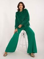 Hurt Zielona damska kurtka futrzana zapinana na haftki